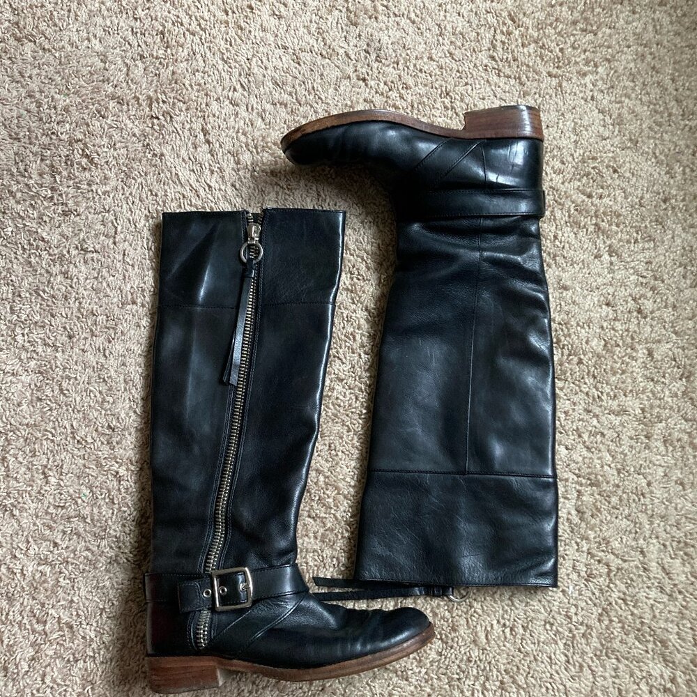 Coach Jolene Leather Knee High Boots Size 7 1/2 Biker Goth Daily Wear